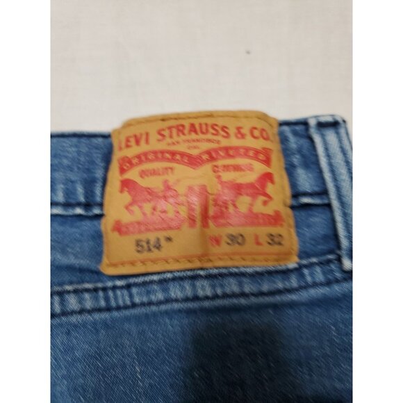 Levis 514 Straight Leg Jeans Men's 30x32 Medium Wash Blue Denim Vintage Stretch - Picture 8 of 10
